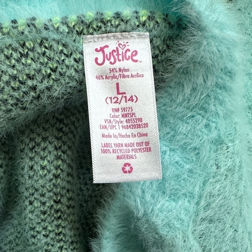 Justice Aqua Smiley Face Sweater